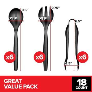 Durable 18 Count Disposable Serving Utensils Set for Hosting Events