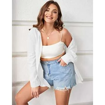 IN'VOLAND Women's Plus Size Tunic Big Shirt Button Front Shirt White Casual Solid Blouse 20W