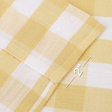 Yellow Buffalo Plaid Cafe Curtains for Kitchen 24 Inches Long
