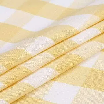 Yellow Buffalo Plaid Cafe Curtains for Kitchen 24 Inches Long