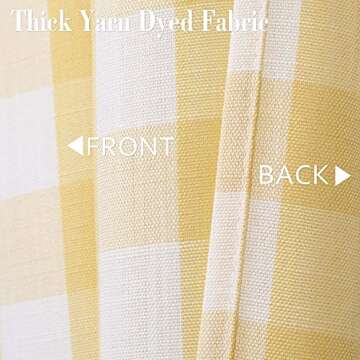 Yellow Buffalo Plaid Cafe Curtains for Kitchen 24 Inches Long