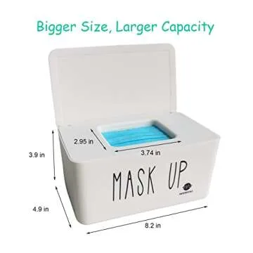Moorfowl Face Mask Dispenser with Lid, Upgrade Size(8.2" L x 4.9" W x 3.9" H), Mask Container Storag...