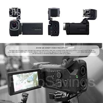 Zoom Q8 Handy Video Recorder, 3M HD Video, Stereo Microphones 4-Track Audio Recording, for Music, Video, YouTube, Livestreaming, Deluxe Kit- LED Set, Case, 64GB, Cables, Xpix Accessories & More