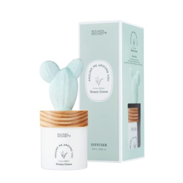 Round A'ROUND Cactus Diffuser (Honey Green) | Fragrances Reed Diffuser, Cute Shaped Design with Ligh...