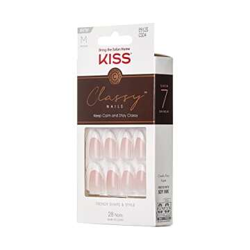 KISS Classy Fake Nails Ready-To-Wear DIY Manicure - Dashing, Waterproof, Smudge Proof, Chip Proof, No Dry Time, Durable & Flexible, Long Lasting, Medium & Coffin Shaped, Quick & Easy | 28 Count