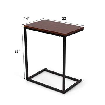 Tangkula C Shaped Side Table for Living Room and Office