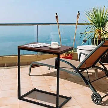 Tangkula C Shaped Side Table for Living Room and Office