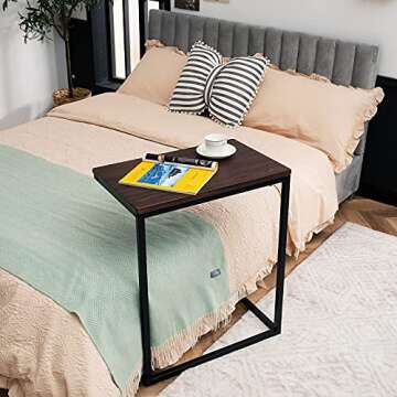 Tangkula C Shaped Side Table for Living Room and Office