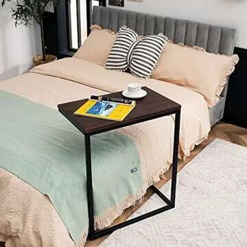 Tangkula C Shaped Side Table for Living Room and Office