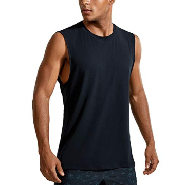 CRZ YOGA Men's Lightweight Pima Cotton Tank Tops Crew Neck Moisture Wicking Sleeveless Shirts Workou...
