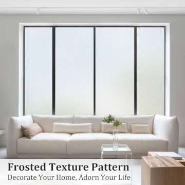 Coavas Window Privacy Film Frosted Glass Window Film Stained Glass Window Film Bathroom Window Frosting Film Day and Night Privacy Heat Blocking Non-Adhesive Window Covering for Home Office 17.5x78.7
