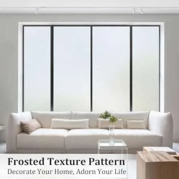 Coavas Window Privacy Film Frosted Glass Window Film Stained Glass Window Film Bathroom Window Frosting Film Day and Night Privacy Heat Blocking Non-Adhesive Window Covering for Home Office 17.5x78.7