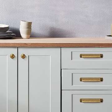 CABDM 10 Pack Brass Cup Pulls 3"(76mm) Center to Center Drawer Pulls Antique Brass Cabinet Cup Pulls Kitchen Cabinet Hardware Vintage Gold Cabinet Handles Aged Bin Cup Drawer Handles Brass Knobs