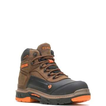 Wolverine Men'sOverpass 6" Mid Composite Toe Waterproof Work Boot, Summer Brown, 9.5 Medium