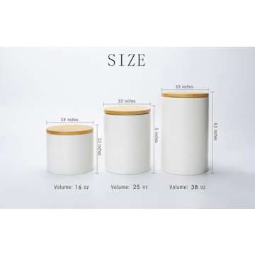 XITELIY White Ceramic Canisters Sets with Airtight Seal Bamboo Lid, Food Storage Jar for Kitchen Cou...