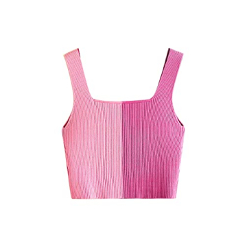 Stylish Verdusa Women's Square Neck Knit Crop Top - Pink