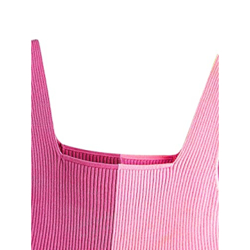 Stylish Verdusa Women's Square Neck Knit Crop Top - Pink