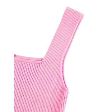 Stylish Verdusa Women's Square Neck Knit Crop Top - Pink