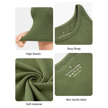 Kole Meego Crop Tops For Women Workout Cropped Tank Top Trendy High Neck Camisole Yoga Shirts Athletic Undershirts 4 Pack Black/White/Grey/Olive S