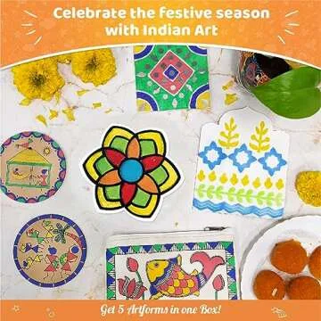 Imagimake Indian Art Forms- Arts and Crafts for Kids Ages 8-12, Learn 5 Indian Art Forms-Madhubani, Warli, Lippan, Mandala & Block Printing Arts, DIY Craft Kit for Girls & Boys- Gift for Kids
