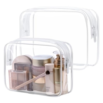 PACKISM TSA Approved Toiletry Bag - Clear Makeup Bags in 2 Size, Durable with Supporting Frame, Perf...