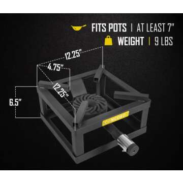 CONCORD 12" THE BLOCK BURNER Single Propane Outdoor Burner. 100,000 BTU Great for Home Brewing, Camp...