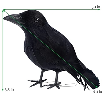 ATDAWN 12 Pack Realistic Halloween Black Feathered Crows