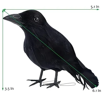 ATDAWN 12 Pack Realistic Halloween Black Feathered Crows