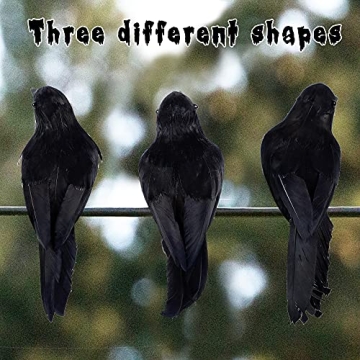 ATDAWN 12 Pack Realistic Halloween Black Feathered Crows