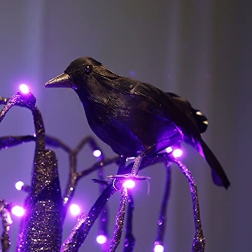 ATDAWN 12 Pack Realistic Halloween Black Feathered Crows