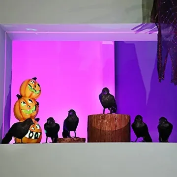 ATDAWN 12 Pack Realistic Halloween Black Feathered Crows