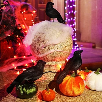 ATDAWN 12 Pack Realistic Halloween Black Feathered Crows