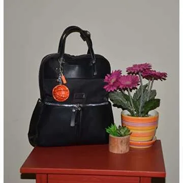 Popfizzy Basketball Keychain, Bling Backpack Charm, Rhinestone Bag Charms, Sports Keyring Key Fob