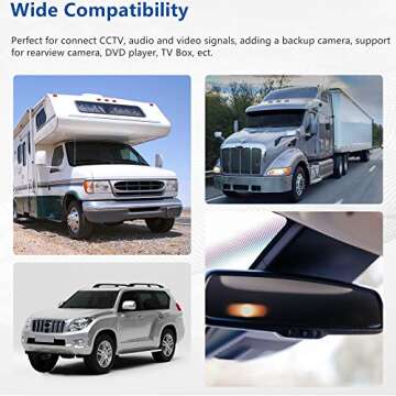 RFAdapter Backup Camera Cable, RCA Car Reversing Video Cable with Female Coupler, 20ft RCA Male to Male Plug Car Reverse Rear View Parking Extension Cable with Detection Trigger Wire for Camera