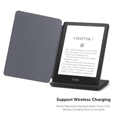 BOZHUORUI Slim Case for Kindle Paperwhite 11th Generation and Kindle Paperwhite Signature Edition eReader (6.8 inch, 2021 Release) - PU Leather Lightweight Cover with Auto Wake/Sleep (Blue Peony)