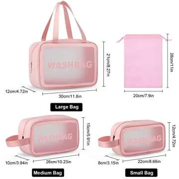 MicoSim Clear Toiletry Bag Set for Women Men, Translucent Waterproof Travel Makeup Bag with Handle, Large Capacity Sturdy & Leak Resistant Cosmetic Bag Pouch for Traveling,Accessories…