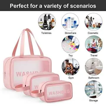 MicoSim Clear Toiletry Bag Set for Women Men, Translucent Waterproof Travel Makeup Bag with Handle, Large Capacity Sturdy & Leak Resistant Cosmetic Bag Pouch for Traveling,Accessories…