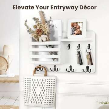 Stylish Nekon Wall Mail Organizer with Key Hooks
