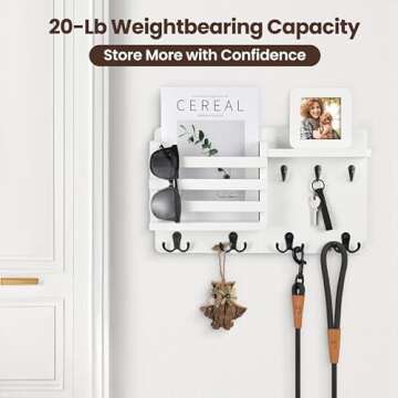Stylish Nekon Wall Mail Organizer with Key Hooks