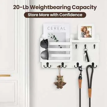 Stylish Nekon Wall Mail Organizer with Key Hooks