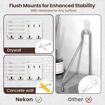 Stylish Nekon Wall Mail Organizer with Key Hooks