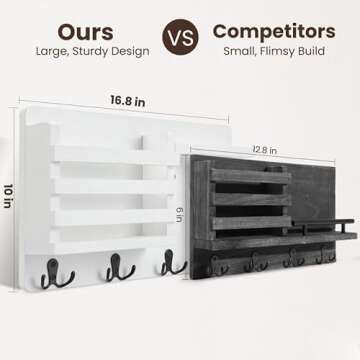 Stylish Nekon Wall Mail Organizer with Key Hooks