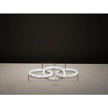 White Marble Links Decor for Home Room and Office Use, 10'' Wide x 4 " Deep x 4 " High