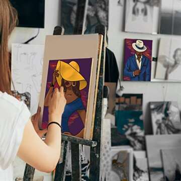 VALLSIP 2 Pack Paint and Sip Canvas Painting Kit Pre Drawn Canvas for Painting for Adults Stretched Canvas Couples Games Date Night Gentleman and Lady Paint Party Anniversary Valentines Day