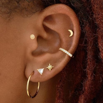 82 Pairs Gold Earrings for Women Trendy, Pearl Bow Small Hoop Stud Earrings Pack, Earring Set Multiple Piercing for Birthday Party Gift