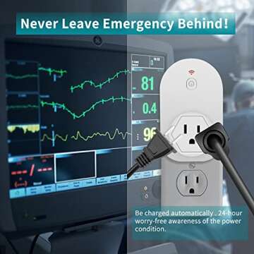 Briidea Power Failure Alarm with LED Indicator & 120dB Siren, Powered by Rechargeable Battery (included), Perfect for Monitoring Refrigerators, Freezers, Sump Pumps, Aquariums