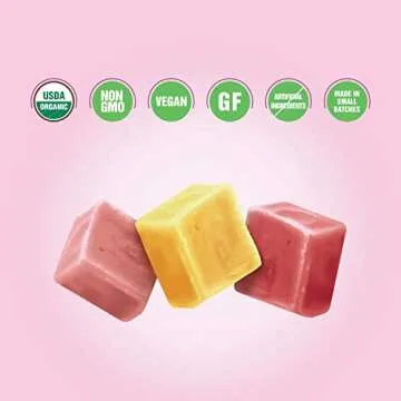 Lovely Candy Co. Organic Chewy Candies 5oz Bag (3-pack) | Natural Strawberry, Lemon & Cherry Flavors | Vegan, Gluten Free, Non-GMO, No Artificial Ingredients, Individually Wrapped