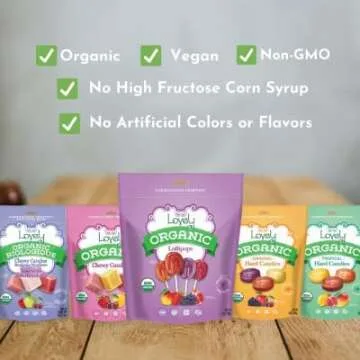 Lovely Candy Co. Organic Chewy Candies 5oz Bag (3-pack) | Natural Strawberry, Lemon & Cherry Flavors | Vegan, Gluten Free, Non-GMO, No Artificial Ingredients, Individually Wrapped