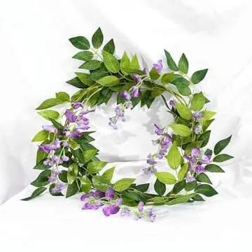 Wisteria Garland Artificial Flowers Wisteria Vine - 5Pcs Total 33ft Purple Fake Hanging Flower