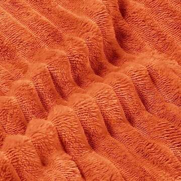 BEDELITE Fall Throw Blanket for Couch - 3D Ribbed Jacquard Soft & Warm Decorative Orange Blanket, Cozy, Plush, Fluffy, Fuzzy Fleece Throw Blanket for Bed, Sofa 50x60Inches